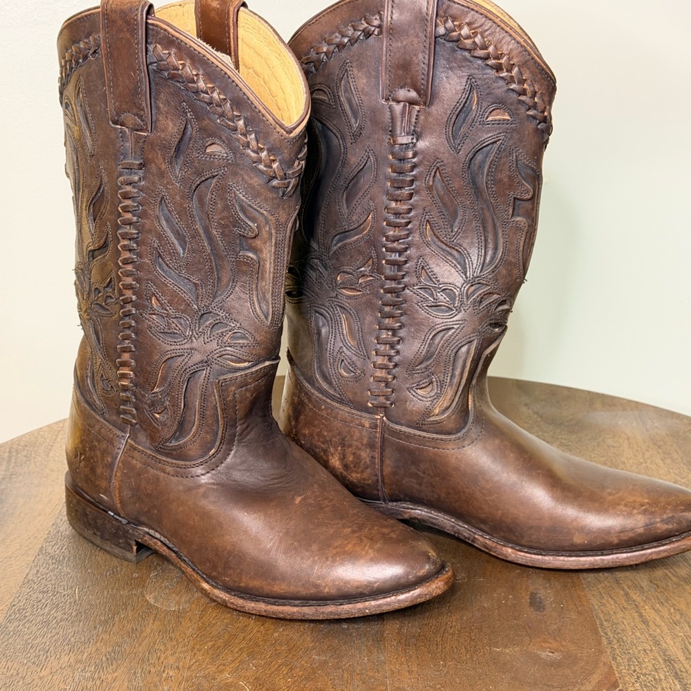 Frye Brown Wyatt Overlay Boots